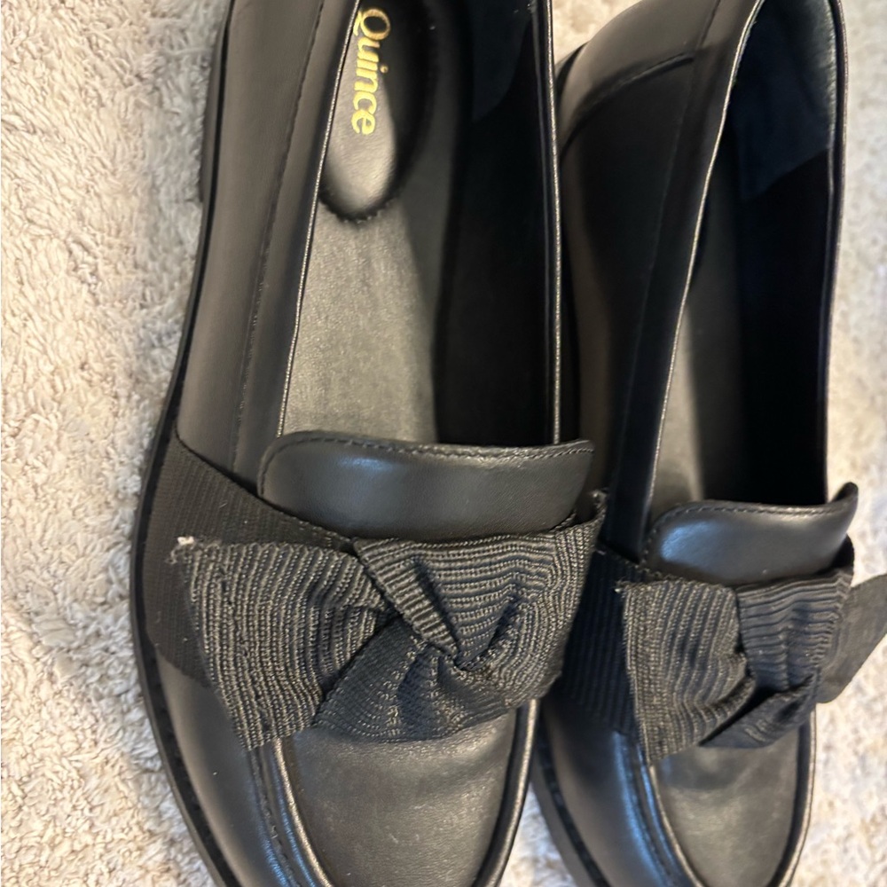 Quince Black Grosgrain Bow Loafers - Picture 3 of 11